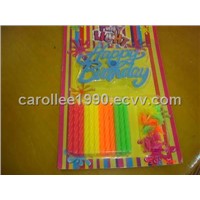 Small Spiral Fluorescent Assorted Color Birthday Party Candles (H73)