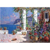 Mediterranean landscape oil painting reproducted for wholesale