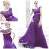 Purple Plus Size Evening Dresses, Beading Belt Plus Size Dresses