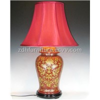 RED GLAZED FLOWER JAR LAMP