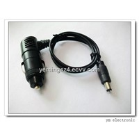 12 volt 5A black Korea type cigarette plug to DC or USB connector with bare copper conductor