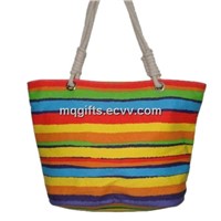 Colorful Strips Canvas Bags, Canvas Tote Bags with Snaps