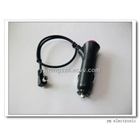 5A Cigarette plug with red swith to DC or USB connector with Rohs approved