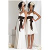 Cheap White and Black Slim Strap V-neck Chiffon Bridesmaid Dress