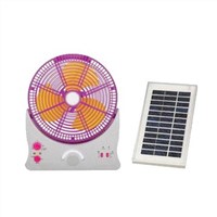 10 Inches Solar Rechargeable Desk Fan with LED Light, Spotlight and 4 to 5 Hours Working Time