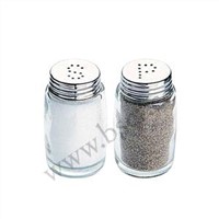 Glass salt and shaker pepper