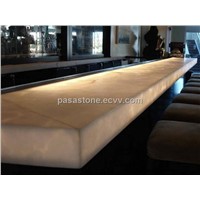 Translucent alabaster stone panel for bar top application