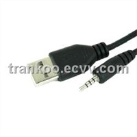 Black USB To 2.5 mm Jack Plug Audio Cable &amp;amp; Plug Adapter For MP3 MP4