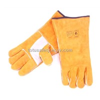 Golden patched palm welding gloves