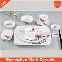 Good quality elegant high white fine bone china 4 pcs dinnerware with plum blossom desing DSSM-10371