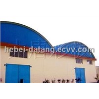 Grain warehouse with color steel arched roof