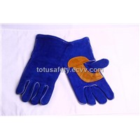 Royal blue patched palm welding gloves
