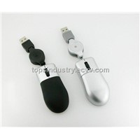 USB Mini 3D Optical Mouse with Retractable Cable