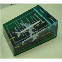 lucite paperweight with airplane embed
