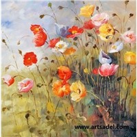 100% Handmade Impression Flower Oil Painting on Canvas