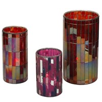 Colorful Glass Mosaic Cylinder Candle Holders