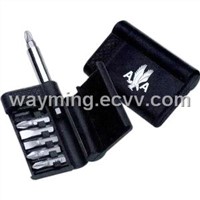 Promotional Eight piece belt clip compact screwdriver kit