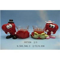 Resin Cartoon Red Heart Candle Holder(FH7338)