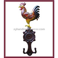 Metal Rooster Double Hooks - Iron Wall Clothing Hooks
