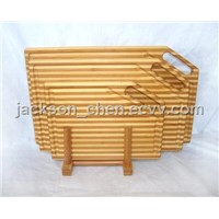 Bamboo cutting board with rack