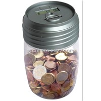 Crystal Plastic Digital Money Jar for Counting Coin (HR-313)