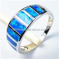 Silver blue fire opal gemstone ring#8