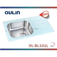 Unique Design 304 High-End Stainless Steel Bowl with Glass Panel Kitchen Sink (Ol-Bl101l)