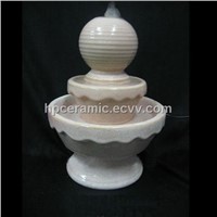 White Glazed Double Layer Ceramic Water Fountain