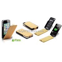 for iphone 4g rechargeable backup battery  leather case