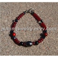 Red and Black Beaded Bracelet