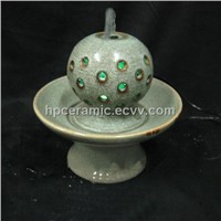 Green Glazed Hollow Ball Ceramic Tabletop Fountain