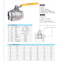 2PC full bore 1000PSI stainless steel threaded ball valve