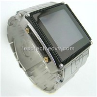 Stainless Steel Mobile Phone Wristwatch with Quad Band, GSM/GPRS/Waterproof(LU-1018)
