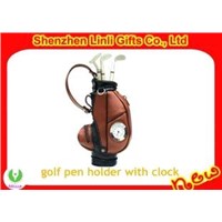 Mini novelty golf pen holder with digital clock used Business Gift