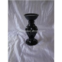 Small Size Beauty Shape Black Glazed Ceramic candle holder,candle stand