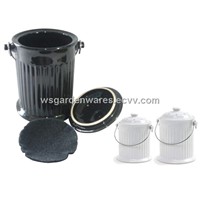 2 pc ceramic compost pail set,with 1 small size &amp;amp; 1 large size