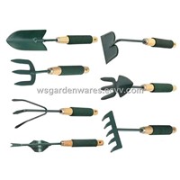 7 pc garden tool set with wooden handle