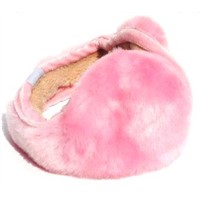 Backwearing pink fur earmuff headphone