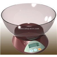 Digital kitchen weighing scale with plastic bowl (EKVA)