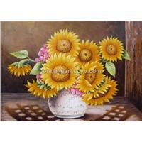 Hot sell sunflower oil painting, hand made painting on canvas, low price
