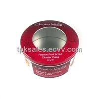 Round tin box with clear lid