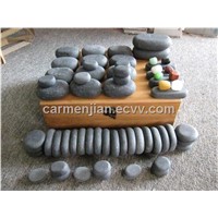 massage stone in bamboo &amp;amp; wooden box