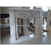 white marble carving fireplace mantel