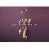 5pcs gold pvd finish brass swan wall mounted faucet swan shower faucet