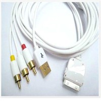 AV+TV+RCA+USB Video Cable for iPhone 3G 3GS iPod Touch Nano(white)