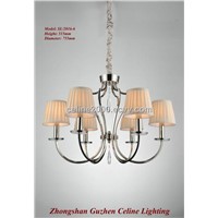 Contemporary iron chandelier with fabric shade