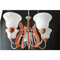 Alabaster Chandelier / Amber Glass