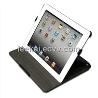 Leather Cover for iPad 2, Thermal-formed, with 4-position Stand and Black Litchi Grain