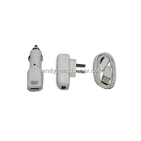 3 in1 EU Plug USB+Car+Wall Charger Cable for iPhone 3G/4S