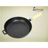 Cast-Iron Frying Pan with Wooden Handle